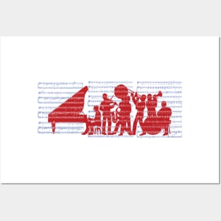 Silhouette de Jazz Red White and Blue Version Posters and Art